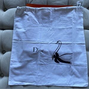 Dior White Dust Bag with Black Swan Design